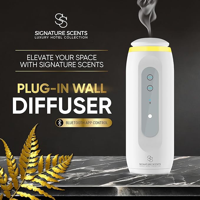 Essential Oil Diffuser (Plug-in) for Homes and Hotels – Bluetooth-Controlled Scent Diffuser for Home & Office, Covers 800 sq. ft. – Plug in Air Fresheners for Home & Office, Room Scent (White)