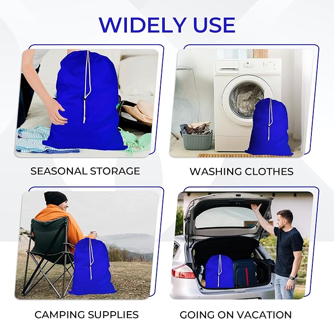 Laundry Bag with Locking Closure Drawstring – Extra Large Heavy Duty 100% Nylon, Large & Foldable Clothes Sack – Lightweight Dirty Laundry Organizer for Travel, Dorm, Gym – L 40" x H 50" (ROYAL BLUE)