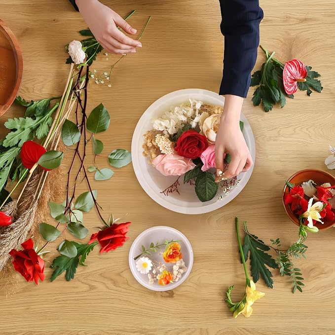 KISREL Large Round Resin Molds, Epoxy Resin Deep Round Casting Mold,Large Silicone Molds for Flower Preservation, Deep Pour Mold for Furniture Decoration, DIY Wedding Bouquets, Valentine's Day Gifts