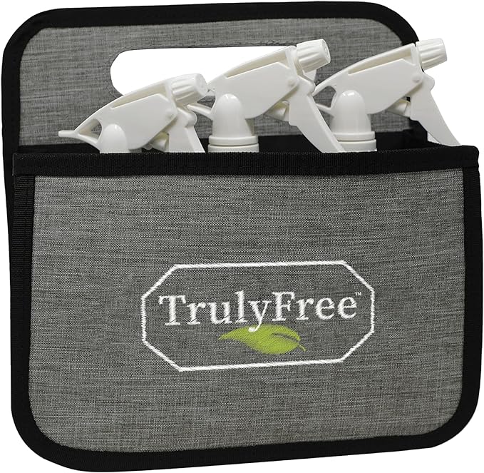 Truly Free Cleaning Caddy - Durable Organizer w/Handle for Cleaning Supplies, Storage for Kitchen & Bathroom Essentials, Multiple Compartments - Fits 6 Spray Bottles, 2 Squirt Bottles, Refill Pouches