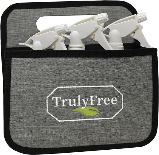 Truly Free Cleaning Caddy - Durable Organizer w/Handle for Cleaning Supplies, Storage for Kitchen & Bathroom Essentials, Multiple Compartments - Fits 6 Spray Bottles, 2 Squirt Bottles, Refill Pouches