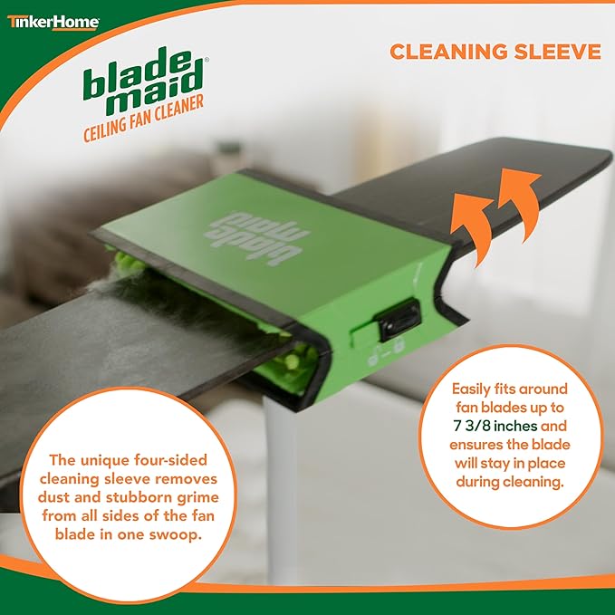 Blade Maid Ceiling Fan Blade Cleaner & Flexible Dusting Brush | Extendable Pole for High Ceilings, Reusable Microfiber Pads, Wall Duster, Removes Cobwebs| Size 3 feet (Pack of 1)