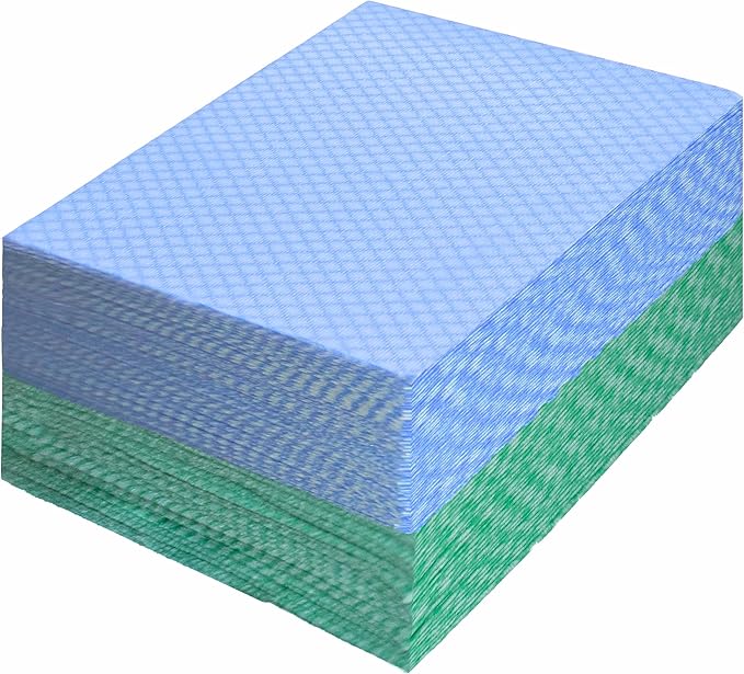 Reusable J Cloths, Disposable Kitchen Cleaning Cloths Dish Towels Dish Cloth Reusable Cloths for Kitchen, Bathroom, Household Cleaning (Blue & Green 100 Pack)