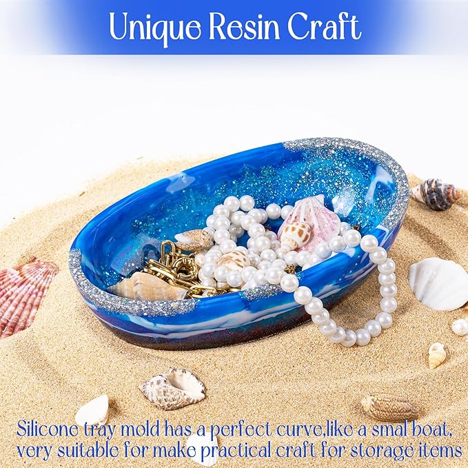 Resin Molds 2 Pack Boat Tray Silicone Mold for Epoxy Resin Casting 6 Inch Oval Candle Vessel Storage Bowl Flowerpot Concrete Cement Mould DIY Jewelry Trinket Container Crafts Plaster Moulds Home Decor
