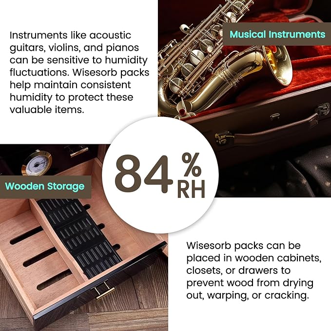 84% Two-Way Humidity Control Packs for Storing 1 lb – Size 60 – 50 Pack – Seasoning Packets Moisture Control Packets Individually Wrapped, Humidifier Packs for Season Wood Humidifier Boxes