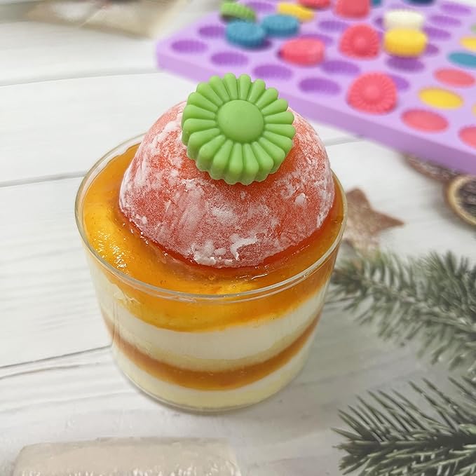 Daisy Flower Chocolate Silicone Molds, Gummy Candy Molds for Cake Decorations, Fondant Mold Silicone with Scraper (flower purple molds 002)