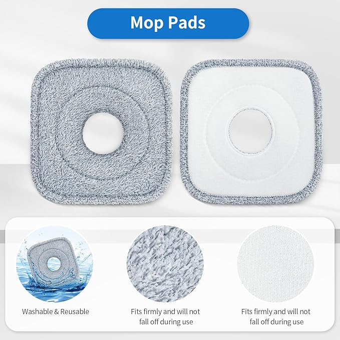 6Pcs Spin Mop Pads Compatible with Spin Mop and Bucket System True & Tidy True Clean Mop and Bucket System, 8.26X8.26 Size Spin Mop Replacement Pads