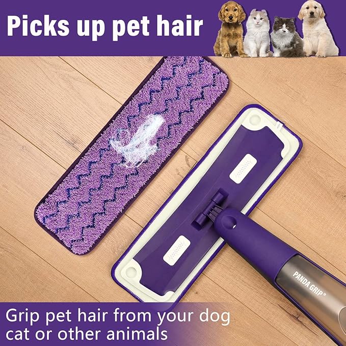 18 inch Mop Pads Refills, 3 Pack Microfiber Reusable Replacement Mop Pads Flat Replacements Heads for Wet Or Dry Floor Cleaning and Scrubbing, Blue & Purple Cloth