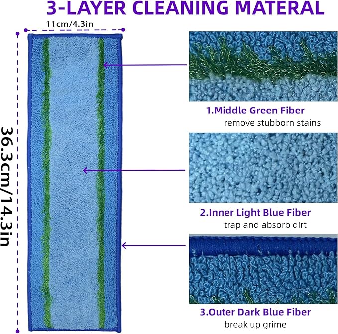 Upgraded Spray Refills Mop Pads for S-wiff-er PowerMop - Microfiber Mopping Pads for Multi - Surface Floor Cleaning - Reusable Mop Refill Pads Replacement Head for Swiffer Power Mop（10 Pack)