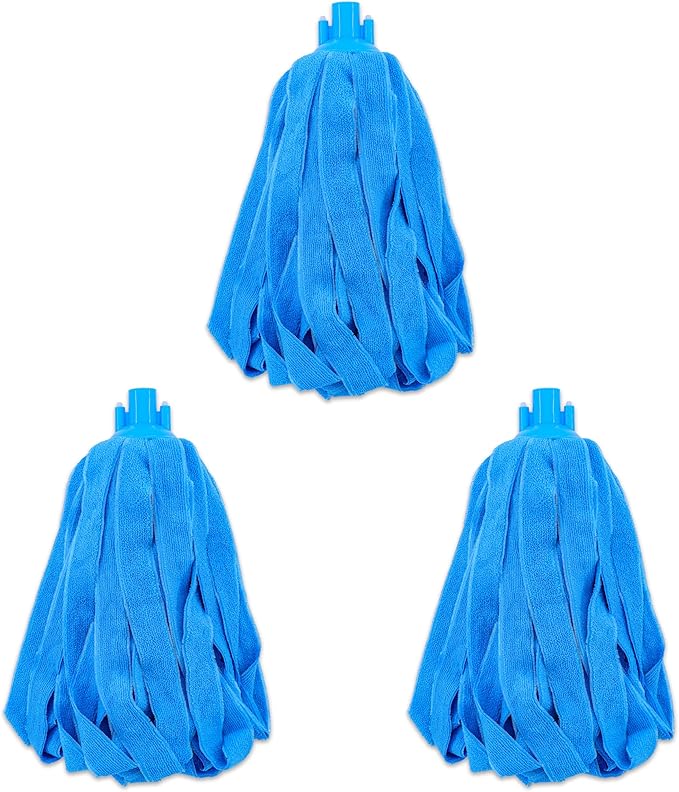 Microfiber Cloth String Mop Head Refill, Loop End Screw On Mop Head Compatible with All Standard US Threading Pole (Acme 3/4 inch Thread) – (3)