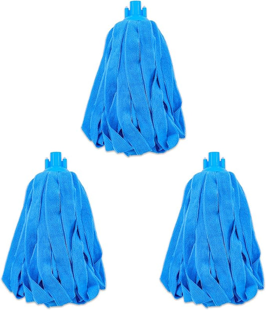 Microfiber Cloth String Mop Head Refill, Loop End Screw On Mop Head Compatible with All Standard US Threading Pole (Acme 3/4 inch Thread) – (3)