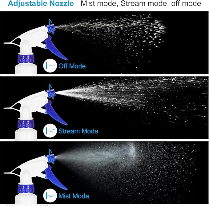 PATIKIL 500ml/16oz Plastic Spray Bottles, 4pcs Adjustable Nozzle Leak Proof Empty Water Mist Stream Sprayer for Cleaning Solutions Plants Hair, Dark Blue