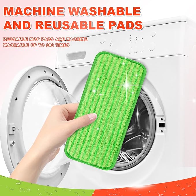 Reusable Mop Pads Compatible with Swiffer Wet Jet Mop, Wet Pads Refills Wet Dry Mopping Cloths Microfiber Mop Pads Replacements for Swiffer Wetjet 12" Mop Wood Floor Cleaning Washable 2 Pack