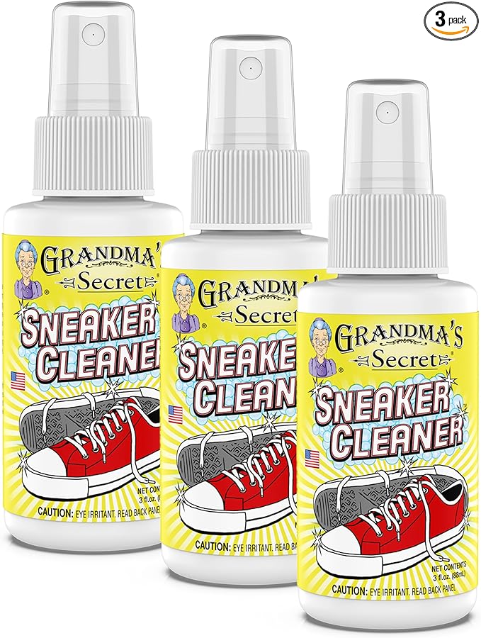 Grandma's Secret Sneaker Cleaner - Shoe Cleaner for Rubber, Canvas and Leather, Stain Remover Spray Removes Dirt, Grime and Grass, Sneaker Cleaner for Outdoor Shoes, Slippers and Moccasins, 3oz 3 Pack