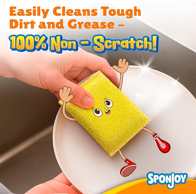 6-Pack Dish Sponges Kitchen - Colorful Kitchen Sponges for Washing Dishes, Non-Scratch & Odor-Resistant Dish Sponge Bulk, Long-Lasting & Durable for Multi-Surface Cleaning, Dishwasher Safe