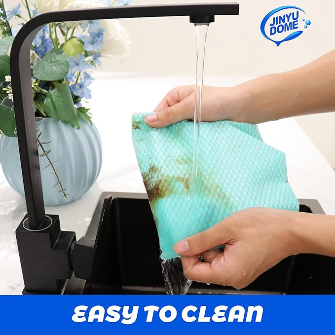 Reusable Kitchen Cleaning Cloths Dish Towels Dish Cloth Handi Wipe Reusable Cloths for Kitchen, Bathroom, Household Cleaning 100Pack Blue (Green 100 Pack)