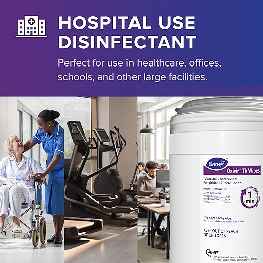 Diversey Oxivir Tb 101105152 Ready-to-Use Disinfectant Cleaning Wipes, Accelerated Hydrogen Peroxide, Standard 6x7-Inch Sheets, 160-Wipes, 1-Canister (Pack of 4)