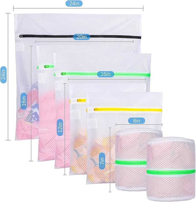 GOGOODA Mesh Laundry Bags, Delicates Washing Bags for Sweater Blouse Hosiery Bras Premium Wash Bags for Travel Storage Organization (7 Set)
