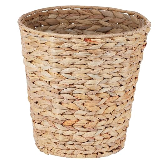 Boho Wicker Trash Can with Lid,Waterproof Bathroom Trash Can Hand Woven Wicker Waste Baskets for Kitchen Office Bedroom
