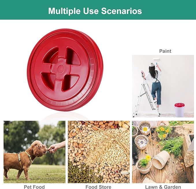 2 Pieces 5 Gallon Bucket Lid with Bucket Lid Opener,Plastic Storage Bucket Leak-Proof Screw Seal Lids,Pet Food Storage Container Lid for Home Paint Storage Buckets