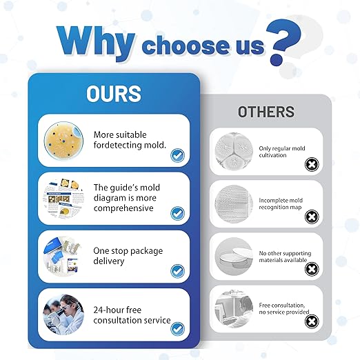 Mold Test Kit for Home,7 Simple Detection Tests,Test HVAC System,Home Surfaces, Indoor Air Quality Testing,DIY Mold Detector for Home,Includes Detailed Mold Identification Guide,Black Mold Testing kit