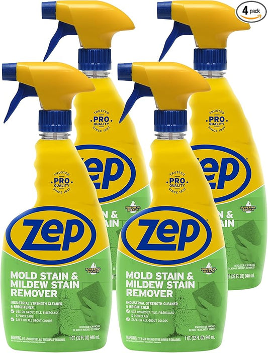 Zep Mold Stain and Mildew Stain Remover - 32 oz (Pack of 4) ZUMILDEW32 - Professional Strength No Scrub Formula