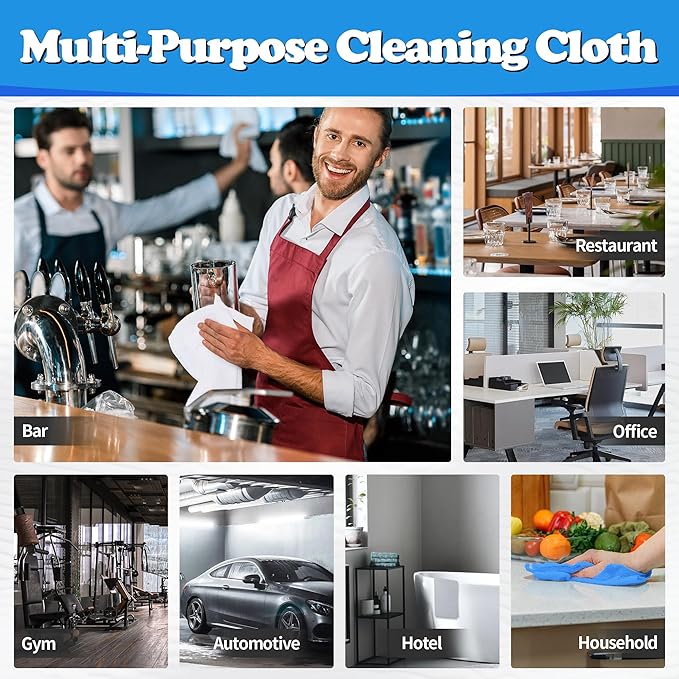 FIXSMITH Shop Towels, Microfiber Cleaning Cloth Bulk, 200 Pack Microfiber Towels for Cars, All-Purpose Absorbent Cleaning Rags, Dust Cloth for Automotive, Mechanic, Garage, Bar, 11.5 x 11.5 inch