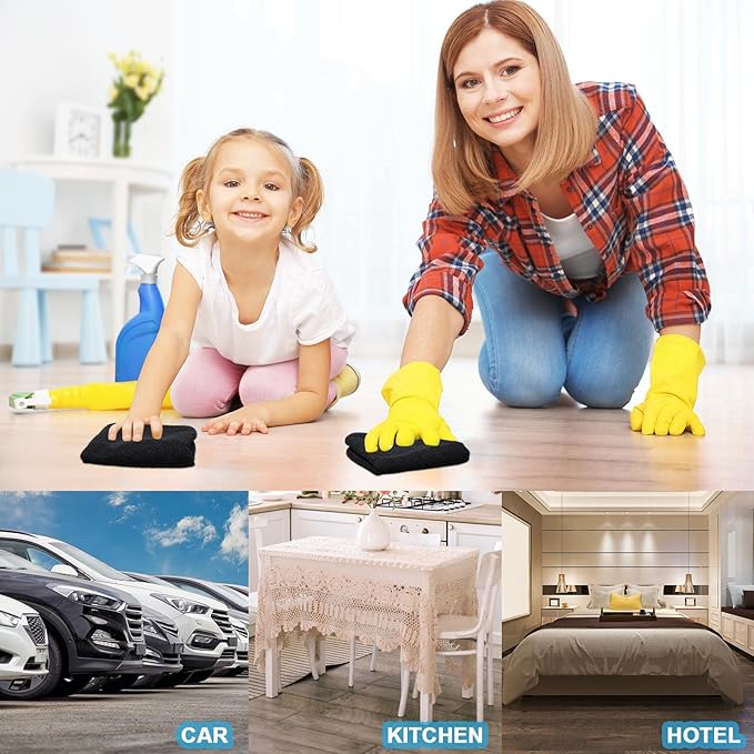 Tenare 100 Pack 12'' x 12'' Microfiber Cleaning Cloths Reusable Cleaning Rags Bulk Microfiber Towels Softer Highly Absorbent Washcloths for House Kitchen Car Window(Black)