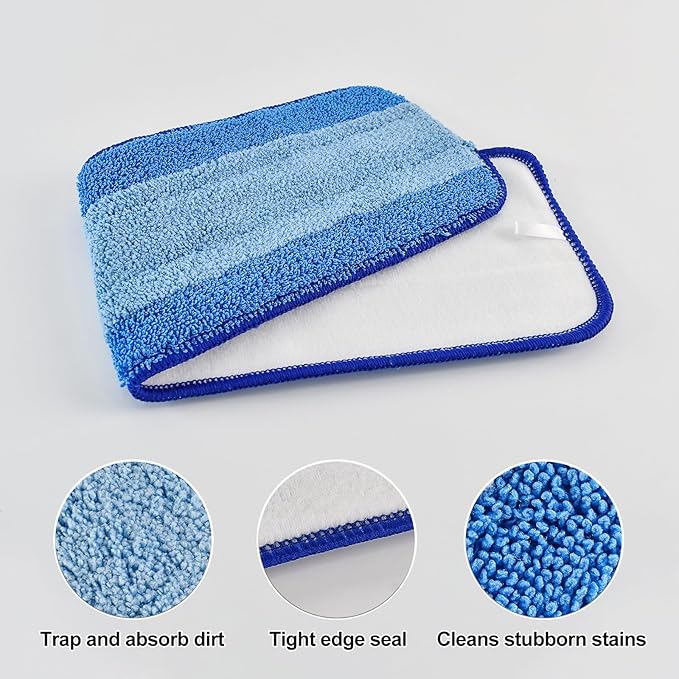 Mop Replacement Pads for Bona, Microfiber Cleaning Pad for Bona, 3 Pack 18 Inch Mop Cleaning Pads for Bona Hardwood & Hard Surface Floors, Reusable & Washable & Microfiber Mop Pads for Bona Mop