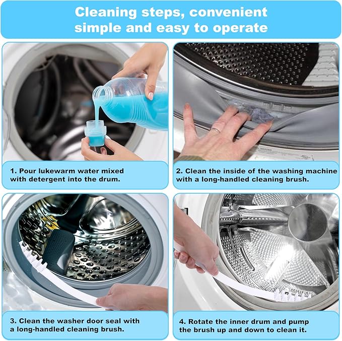 Palksky Washing Machine Cleaning Brush Set, Front Load Washer Machine Cleaner Accessories with 1PCS Drum Slot Cleaner Brushes and 5PCS Crevice Cleaning Brush for Washer Rubber Seal