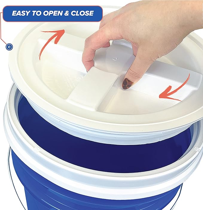 ePackageSupply 5 Gallon White Bucket with Gamma Seal Screw on Airtight Lid | Made in USA | Food Grade | Heavy-Duty | Durable 90 Mil All Purpose Pail | Easy Stack and Store | BPA Free (3 Count), Blue