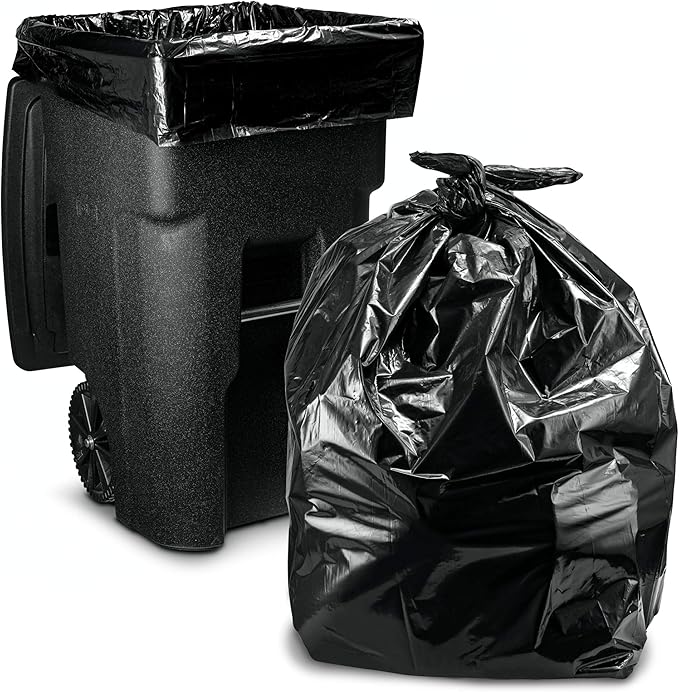 Tasker 65 Gallon Trash Bags Heavy Duty | 50 Count with Ties | Extra Large 64 Gallon Trash Bags for Toter | Garbage Bag 65 Gallon Trash Can Liners