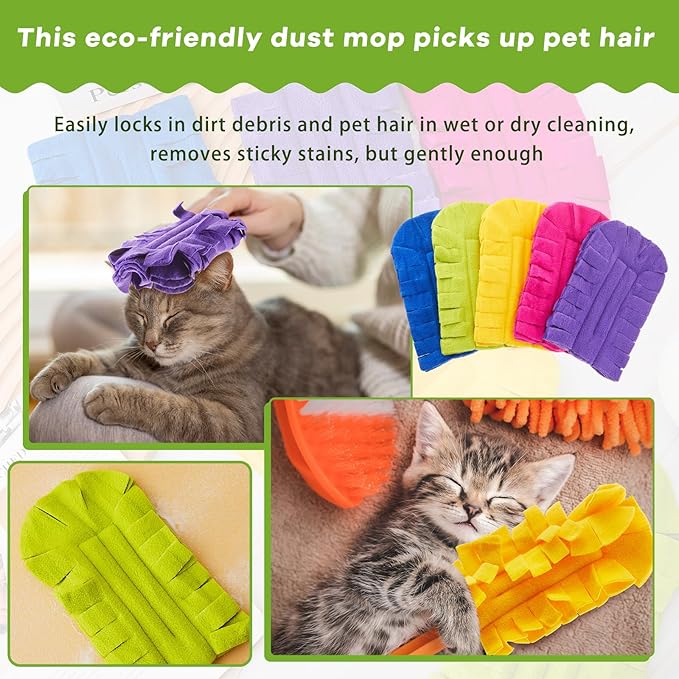 Zubebe 15 Pcs Duster Refill Reusable Fleece Duster Refills Feather Flat Dusters Multi Surface Washable Cleaning Pads Tools for Home, Blinds, Car, Pet, Furniture, Fans (Dark Color)