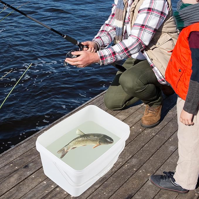4 Packs Plastic Food Storage Bucket with Lid, 5 Gallon Airtight Plastic Buckets with Handles, White