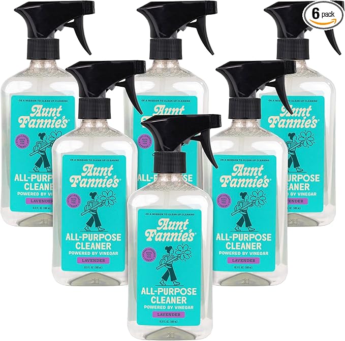 Aunt Fannie's All Purpose Household Cleaner, Multi-surface Spray, Powered by Vinegar for Kitchen, Bath, Windows and Countertops, Lavender Scent (Pack of 6)