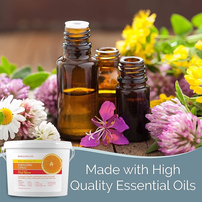 SMELLS BEGONE 1-Gallon Odor Absorber Gel - Air Freshener & Odor Eliminator for Homes, Garages & Commercial Buildings - Industrial Size - Energizing Citrus Scent