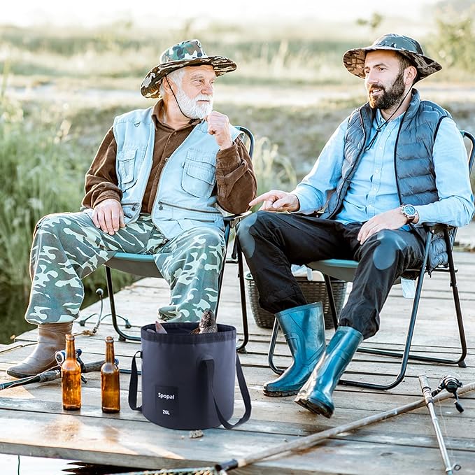 Collapsible Bucket with Handle 20L, Multifunctional Folding Water Container for Camping, Hiking, Traveling, Fishing, Laundry, Gardening, Waterproof, Durable, Lightweight