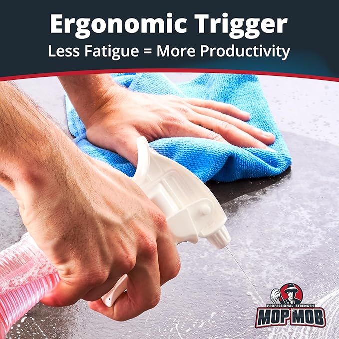 Leak Proof, High Capacity Spray Heads ONLY 3 Pack. Fits 32 Oz Bottles (NOT Incl). Clear, Heavy Duty Plastic Sprayer Replacements for Chemicals, Bleach and Liquid Cleaner. Best Home Cleaning Supplies