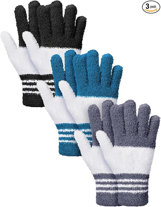 Patelai 3 Pairs Microfiber Plant Dusting Gloves Leaf Cleaning Gloves for Indoor Plants, Blinds, Furniture, House(Medium,Black, Dark Blue, Gray)