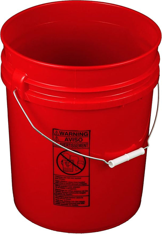 Red 5 Gallon Bucket; Heavy Duty 90 Mill.