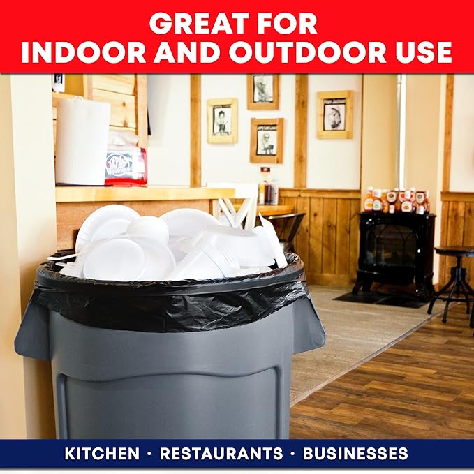 Tasker Contractor Garbage Bags 55 Gallon, 3 Mil Black Contractor Garbage Bag (50 Bags w/Ties) Large 55 Gallon Trash Bags Heavy Duty Liners, Extra Large Trash Liners for Construction, Industrial Bag