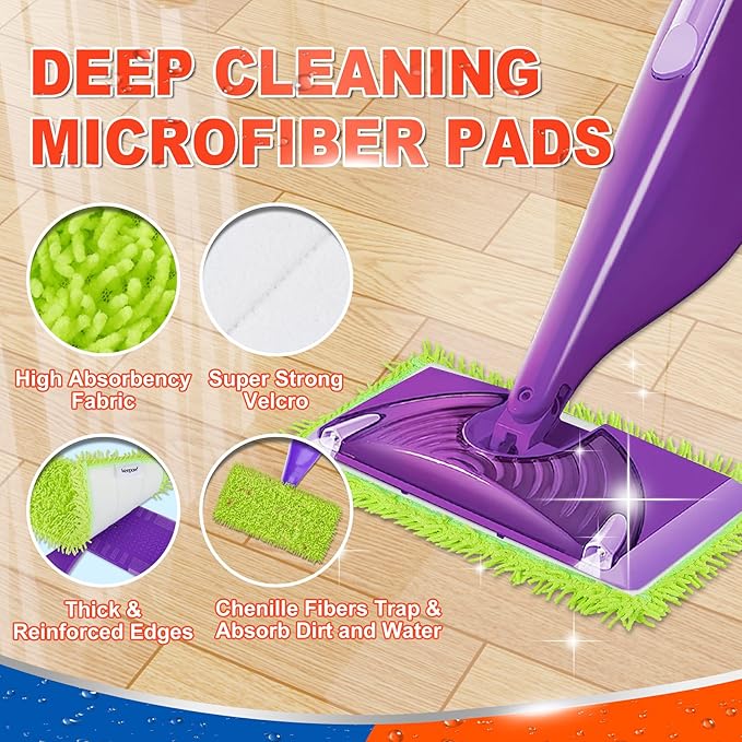 4 Pack Reusable Mop Pads for Swiffer WetJet, Wet Pads Refill for Swiffer Wet Jet, Microfiber Mop Pads Machine Washable Wet Dry Pads Refill for Laminate, Hardwoods, Vinyl, Marble, Stone and Glass