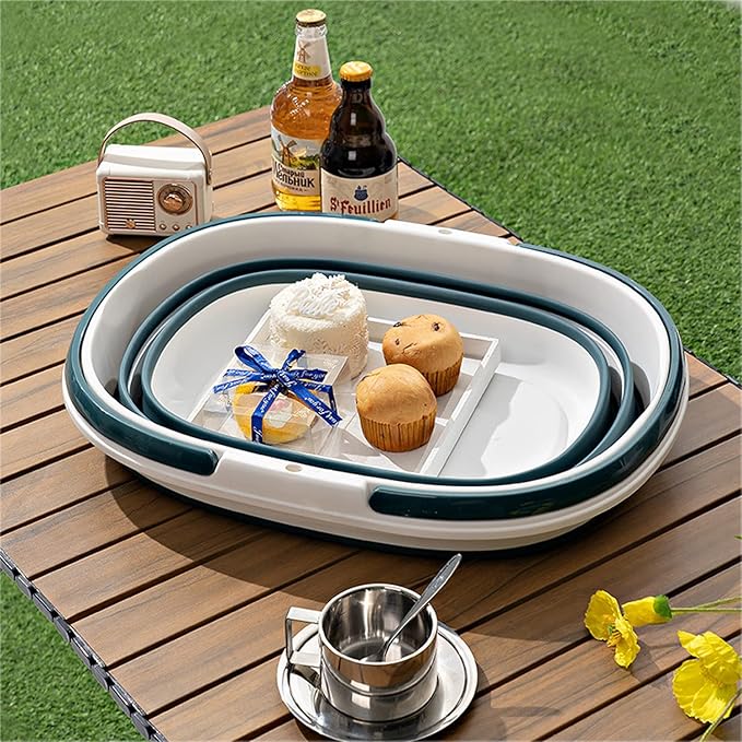 Large Plastic Cleaning Supplies Caddy Bucket with Handles, Portable Cleaning Tool Storage Tote Pop Up Mop Bucket for Dorm and Bedroom, Collapsible Plastic Bucket for Fishing, Garden (Grey)