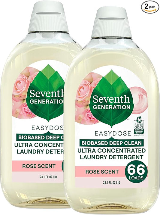 Seventh Generation EasyDose Laundry Detergent Ultra Concentrated Rose Washing Detergent 23 oz, Pack of 2
