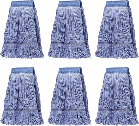 KULED Commercial Mop Head Replacement, Heavy Duty Industrial Cotton Mop Heads, Looped-End String Wet Mop Head for General and Floor Cleaning, Blue (Standard)