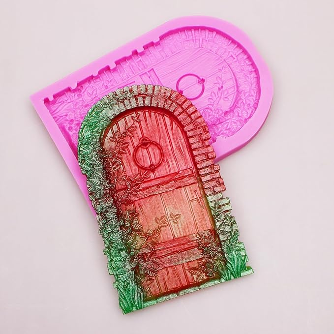 Fairy Garden Door Fondant Molds, Enchanted Vintage Treehouse Silicone Chocolate Molds, Cake Decorating Baking Molds for Pudding Jelly Cookie Candy Gum Dessert Clay Resin DIY Craft