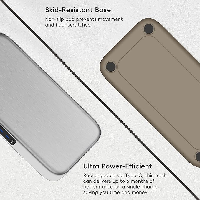 EKO Automatic Bathroom Trash Can with Lid, 2.1 Gallon Touchless Garbage Bin with Removable Bucket, Slim Stainless Steel Garbage Bin, Motion Sensor Trash Can for Bathroom, Bedroom, Office, White