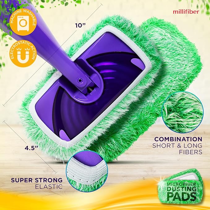 Floor Duster Refill Compatible with Swiffer WetJet (2 Pack) - Microfiber Mop Pads for Dusting Cloths - Reusable Replacements Mop Pads