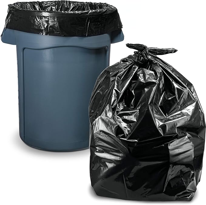 Tasker 45 Gallon Trash Bags, (Value-Pack 100 Bags w/Ties) Extra Large Black Garbage Bags - 39 Gallon - 40 Gallon - 42 Gallon - 44 Gallon - 45 Gallon Large Trash Bag Can Liners Capacity