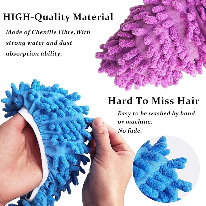 2 Pairs (4 Pieces) Mop Slippers, Multi-Function Reusable Microfiber Dust Mops, Floor Cleaning Shoes for Bathroom, Office, Kitchen, House Polishing
